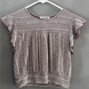Caution to the Wind Urban Outfitters Boho Striped Flutter Sleeve Crop Top S